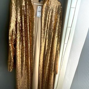 gold sequence calf length jacket